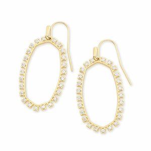 NWT Kendra Scott Elle Open Frame Crystal Drop Earrings in Gold